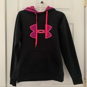 Under Armour Black Hoodie With Neon Pink